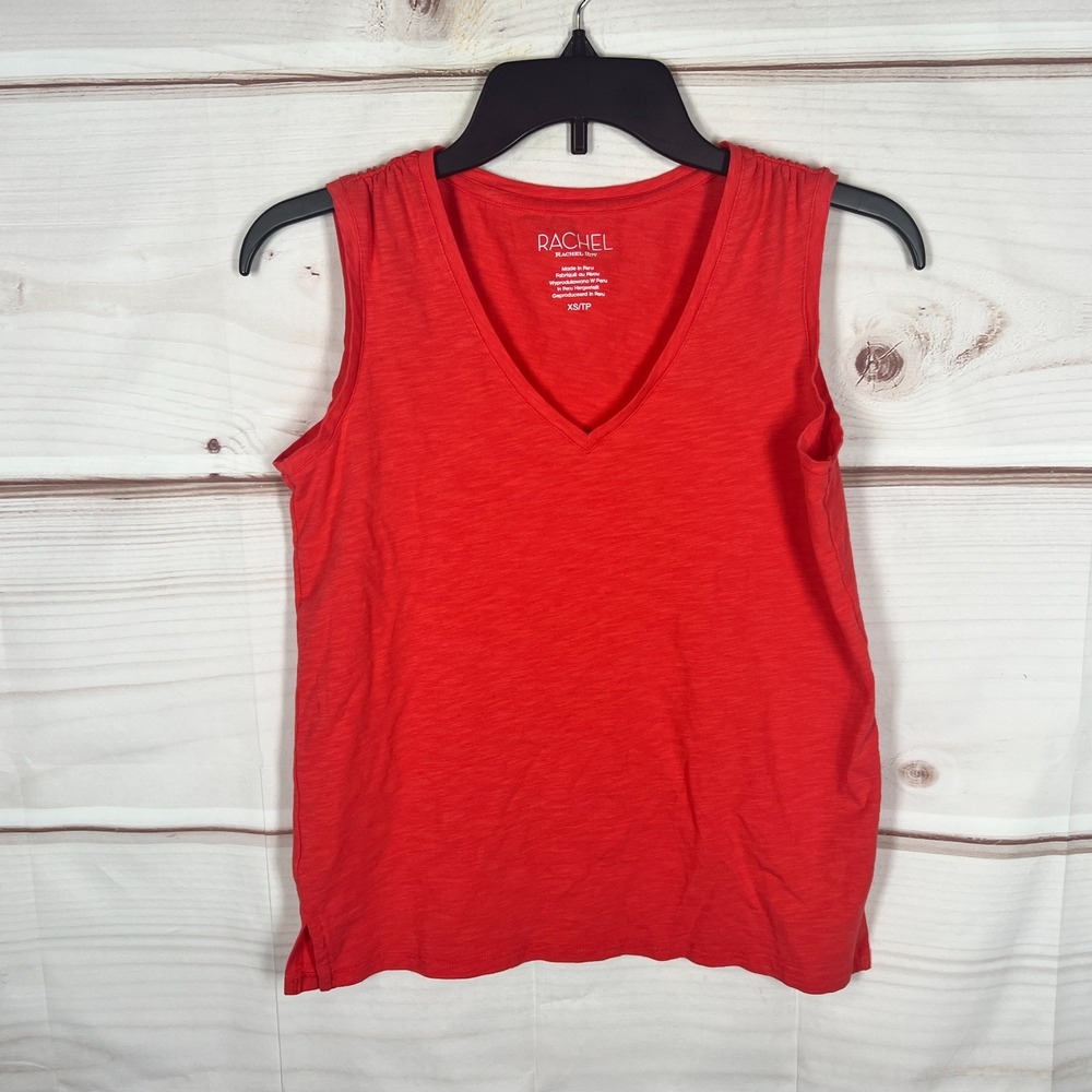 Rachel Rachel Roy Top Womens XS Orange Tank V-Neck Sleeveless Solid Knit Basic